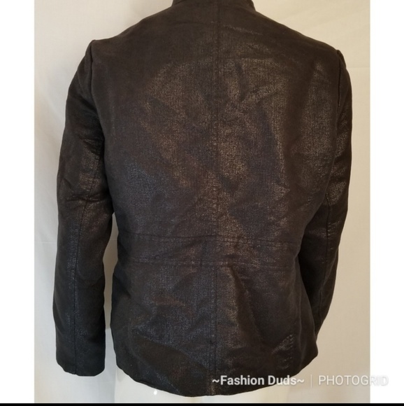 BLACK SHIMMER ZIP UP BLAZER CASUAL M - Picture 3 of 6